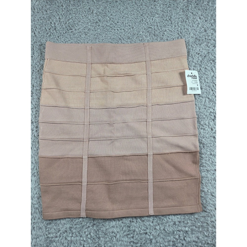 Charlotte Russe Bandage Skirt M‎ Blush Tan Ombre Women Bodycon Mini 891497
